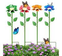 Bee Watering Station - 4 Piece Garden Drinkware Set with Stake, Metal Flower Butterfly Bee Bath for Outdoor Wildlife Hydration, Decorative Yard Patio Pathway Bird Hummingbird Attraction