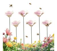 Bee Watering Station - 6 Pieces Ceramic Flower Shaped Butterfly Bath