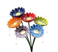 Bee Watering Station - Ceramic Flower Garden Bird Bath, Butterfly Drinking Cups,Six Piece Vermin Set | Colorful oas Island, Yard Patio Lawn Outdoor Wildlife Vermin Attraction Hydration Decoration