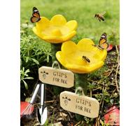 Bee Watering Station for Garden - Ceramic Flower-Shaped Bee & Butterfly Water Feeder - Weatherproof Insect Water Bowl with Safe Landing Surface - Outdoor Bee Bath for Balcony, Patio & Yard (Yellow)