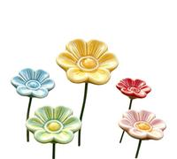 Bee Watering Station For Garden Flower Shaped 5 Pieces Ceramic With Stake