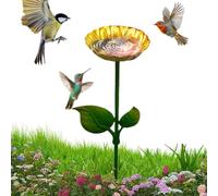 Bee Watering Station For Garden | Metal, 64cm Tall, 166g | Hand-Painted Bird Bath & Butterfly Feeder | Flower Stand For Pollinators & Outdoor Decor