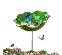 Bee Watering Station - Metal Flower Design Green | Garden Pollinator Drinking Cups | Weather Resistant Standing Feeder For Outside Backyard Patio Deck Birds Hummingbird Lawn Decoration
