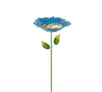 Bee Watering Station - Metal Flower Garden Stake Bird Bath | 80cm Handmade Outdoor Bee Water Feeder Stand | Freesțanding Butterfly BeeBath Decor for Garden Patio Backyard Use