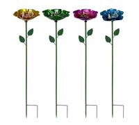 Bee Watering Station Set 4 pezzi | Iron, 25in Height, 3.2in Bowl | Colorful Butterfly Bath & Feeder for Garden, Yard, Patio | Outdoor Waterer Decor