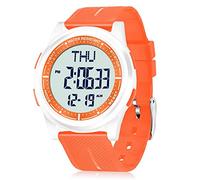 Beeasy Orologio digitale impermeabile con cronometro, sveglia, conto alla rovescia, doppio tempo, ultra sottile, super grandangolare, orologio da polso digitale, per uomo e donna, colore: arancione
