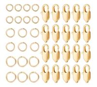 Beebeecarft 20 pz Chiusure A Moschettone 10.5x10x2.5mm In Ottone Placcato Oro 18K Chiusure A Moschettone Piccole e Connettori con 60 anelli di Congiunzione Da 5/6/7mm per La Creazione di Gioielli