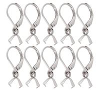 Beebeecraft 1 boîte 50 pièces Français Boucles D'Oreilles Crochets en Acier Inoxydable Levier Boucle D'Oreille Résultats avec Pendentif Bélières Argent Boucle D'Oreille Fournitures pour la Fabrication