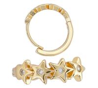 Beebeecraft 1 paio di Orecchini A Cerchio A Stella In Oro Da Donna Piccoli Orecchini A Cerchio In Ottone Placcato Oro 16x15x5K Semplici e Minimalisti con Zirconi Cubici Perfetti Come Regalo per Tutti