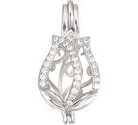 Beebeecraft 1 Scatola 1 Pezzi Ciondoli A Gabbia in Argento Sterling Zirconi Cubici Perle e Pietre Preziose Ciondoli A Fiore con Medaglioni Fatti A Mano Ciondoli per Gioielli Fai da Te