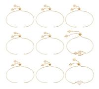 Beebeecraft 1 Scatola 10 Pezzi Braccialetto Scorrevole Regolabile per La Creazione di Gioielli Catene di Estensione per Braccialetti in Ottone Placcato Oro 18K con Ciondoli A Stella in Zirconi Cubici