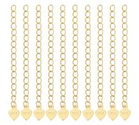 Beebeecraft 1 Scatola 10 Pezzi Catena di Estensione per La Creazione di Gioielli Placcata in Oro 18K 925 Catena di Coda Terminale in Argento Sterling con Ciondolo A Forma di Cuore per Estensione