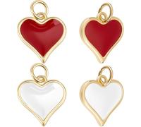 Beebeecraft 1 Scatola 10 Pezzi Ciondoli A Forma di Cuore in Ottone Placcato Oro 18K Ciondoli per in Smalto con Anelli di Congiunzione per La Creazione di Gioielli Fai da Te Regali per La Festa della