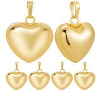 Beebeecraft 1 Scatola 10 Pezzi Ciondoli A Forma di Cuore In Ottone Placcato Oro 18K Lager Ciondoli A Forma di Amore Gonfi con Anello per La Creazione di Gioielli Fai Da Te (20x20.5x10 mm)