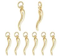 Beebeecraft 1 scatola 10 pezzi Ciondoli A Forma di Peperoncino In Ottone Placcato Oro 18K Ciondoli A Forma di Corno Italiano 3D con Anello di Congiunzione Da 3mm per Bracciale Orecchini Collane Fai