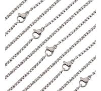 Beebeecraft 1 scatola 10 pezzi Collana In Argento Catena Veneziana 304 collane Lunghe In Acciaio Inossidabile con usure A Moschettone Catene con Ciondolo per Creazione di Gioielli Forniture per