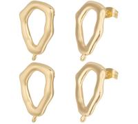 Beebeecraft 1 Scatola 10 Pezzi di Orecchini A Perno in Ottone Placcato Oro 18K Perni per Orecchini A Forma di Triangoli Irregolari Cavi con 10 Pezzi di Chiusura per La Creazione di Gioielli con