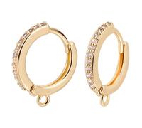 Beebeecraft 1 Scatola 10 Pezzi Ganci A Leva Ottone Placcato Oro 18K Zirconi Cubici Orecchini A Cerchio Huggie Risultati con Anello per Creazione di Orecchini Fai da Te
