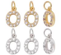 Beebeecraft 1 Scatola 10 Pezzi Ottone Lettera O Ciondoli Alfabeto O Micro Pave Grado AAA Cubic Zirconia 2 Colori Misti per Fare Fai da Te Anniversario Compleanno Festa della Mamma