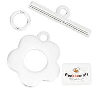 Beebeecraft 1 Scatola 10 Pezzi usure A Ginocera per Braccialetti 925 usure A T con Fiore In Argento Sterling Placcato Anello Accessori per Gioielli usure A Levetta Foro 1.2mm per Collane Braccialetti