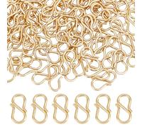 Beebeecraft 1 Scatola 100 Pezzi Chiusure con Gancio A S Ottone Placcato Oro 18K da 13 mm Connettore per Chiusura per Collana per La Creazione di Gioielli Fai da Te
