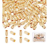 Beebeecraft 1 scatola 100 pezzi di Perline A Tubo Placcato In Oro 18K Distanziatore A Colonna Perline Cave Creazione di Gioielli Perline 7x3 mm per Collana Braccialetto Fai Da Te