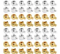 Beebeecraft 1 Scatola 100 Pezzi Perline A Crimpare per Creazione di Gioielli Perline Distanziatrici Placcate In Oro 18K e Platino Palla Colonna Fermacorda Ciondoli A Crimpare per Estremità