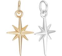 Beebeecraft 1 Scatola 12 Pezzi Ciondoli Stella Ottone Placcato Oro 18K e Platino Ciondoli Stella Polare Ciondoli Stella con Anello di Salto per Creazione di Gioielli Fai Da Te Collana