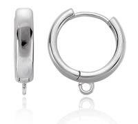 Beebeecraft 1 Scatola 12 Pezzi Orecchini Huggie Hoop Placcati In Platino Orecchini A Monachella Rotondi Ganci per Orecchini Francesi In Argento con Anello per Creazione di Orecchini Fai Da Te
