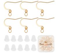 Beebeecraft 1 Scatola 120 Ganci per Orecchini con Sfera | Kit per Creazione Orecchini A Gancio In Acciaio Inossidabile Chirurgico Placcato Oro 18K Composto Da 120 dadi per Orecchini