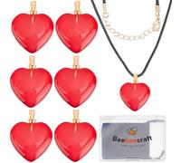 Beebeecraft 1 scatola 15 set Ciondolo A Forma di Cuore Girocollo Rosso Ciondolo A Forma di Cuore di con Cordino Nero Piccolo Grosso Y2K Trendy Collana con Ciondolo A Forma di Cuore In Vetro Gonfio per