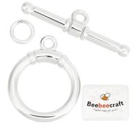 Beebeecraft 1 Scatola 15 Set di Fermagli A Levetta 925 connettori Ad Anello A Barra A T Placcati in Argento Sterling Fermagli OT con Anelli di Congiunzione Aperti per La Creazione di Gioielli Collana