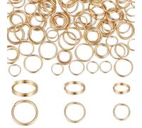 Beebeecraft 1 Scatola 150 Pezzi Anelli Divisi in 3 Dimensioni Connettori O-Ring in Acciaio Inossidabile Placcato Oro 18K Doppi Anelli Chiave Divisa Anelli di Salto per Braccialetti Collane 8/10/12mm