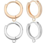 Beebeecraft 1 Scatola 16 Pezzi Accessori per Orecni Huggie Hoop Ottone Placcato In Oro 18K e Platino 18 Gauge Orecni A Monachella Risultati 15 mm Ganci per Orecni Rotondi con Anelli per(Oro Argento)