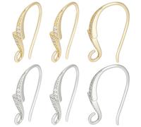 Beebeecraft 1 Scatola 16 Pezzi Ganci per Orecchini con Zirconi Cubici Placcati In Oro 18K Illuminazione Rombo di Cristallo Strass Fili per Orecchie Francesi con Anello per Orecchini Creazione Gioielli