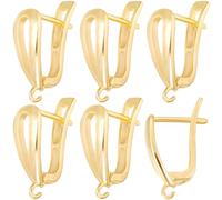 Beebeecraft 1 Scatola 16 Pezzi Ganci per Orecchini Francesi Dorati Placcati In Oro 24K Risultati per Orecchini A Cerchio con Chiusura Ad Anello Aperto Connettori per Orecchini Pendenti per Creazione