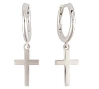 Beebeecraft 1 scatola 2 pezzi Orecchini A Cerchio A Croce Placcati In Rodio 925 pendenti In Argento Sterling con Clip Rotonda Ganci per Orecchini Huggie Filo per Orecchie Forate Orecchini per Gioielli