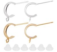 Beebeecraft 1 Scatola 20 Pezzi 2 Colori Orecchini A Cerchio Mezzo Orecchini Pendenti Aperti Rotondi Placcati Oro 18K 20 Pezzi Dadi per Orecchini in Plastica Ganci per Orecchini in Argento per La