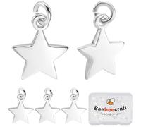 Beebeecraft 1 scatola 20 pezzi 925 ciondoli A Forma di Stella Placcati In Argento Sterling Pendenti In Metallo A Cinque Punte Mini Ciondoli A Forma di Stella con Anelli di Congiunzione per La
