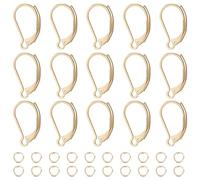 Beebeecraft 1 Scatola 20 Pezzi Accessori per Orecchini A Monachella Ottone Placcato Oro 24K Ganci per Orecchini Ganci per Orecchini da 16.5x10 mm Filo per Orecchino Connettore con 20 Pezzi Anelli di