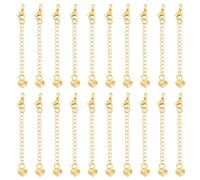 Beebeecraft 1 Scatola 20 Pezzi Allungatore per Bracciale in Catena Placcato in Oro 18K Allungamento di Catena Curb con Moschettoni a Pinza di Grano e Piastrine a Cuore per Creazione di Gioielli