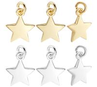 Beebeecraft 1 scatola 20 pezzi Ciondoli A Forma di Stella In Oro 18K e Argento Sterling 925 ciondoli A Forma di Pentagramma Piccoli Ciondoli Pendenti A Forma di Stella Luna In Metallo per La Creazione