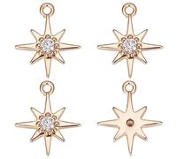 Beebeecraft 1 Scatola 20 Pezzi Ciondoli Stella Polare Placcato Oro 18K Stella Pavé Ciondoli Ciondoli Ciondoli Creazione Gioielli Risultati per Braccialetti Fai da Te Collana
