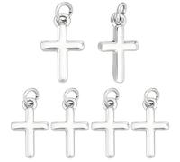 Beebeecraft 1 scatola 20 pezzi Ciondolo Piccolo A Croce per Braccialetti 925 ciondoli A Croce Minuscoli In Ottone Placcato Argento Sterling per La Creazione di Gioielli Collane Orecchini Lavori Fai
