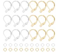 Beebeecraft 1 Scatola 20 Pezzi Ganci per Orecchini Francesi In Oro 24K e 925 Argento Sterling Placcato In Ottone Ganci per Orecchini Francesi 15.6x10x2 mm Intercambiabili Filo per Orecchie Pendenti