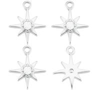 Beebeecraft 1 Scatola 20 Pezzi in Ottone Placcato Platino con Ciondoli A Forma di Stella Polare Zirconi Cubici Micro Pavé Pentagramma Piccole Stelle Ciondoli per La Creazione di Gioielli Orecchini