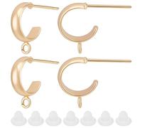 Beebeecraft 1 Scatola 20 Pezzi Orecchini A Mezzo Cerchio Orecchini Huggie In Ottone Placcato Oro 18K con Anello e Dadi per Le Orecchie per Donne Gioielli Fai Da Te Creazione di Orecchini Pendenti