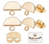 Beebeecraft 1 Scatola 20 Pezzi Placcati in Oro 18K Risultati per Orecchini A Semicerchio Perni con Passante e 20 Pezzi Posteriori per Orecchini per La Realizzazione di Fai da Te