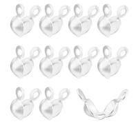 Beebeecraft 1 Scatola 20 Pezzi Punte per Perline Copri Nodi in Argento Sterling A Conchiglia Punte per Crimpare Perline Copri Perline Ripiegabili Tappi estremità per Bracciali Collane (Coppa da 3 mm)