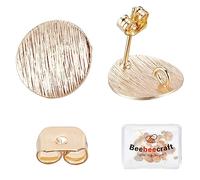 Beebeecraft 1 Scatola 20 Pezzi Risultati Orecchini Rotondi Irregolari Placcati Oro 18K Pali per Orecchini Rotondi Piatti con Passante e 20 Dadi per Orecchie per La Creazione di Gioielli Fai-Da-Te
